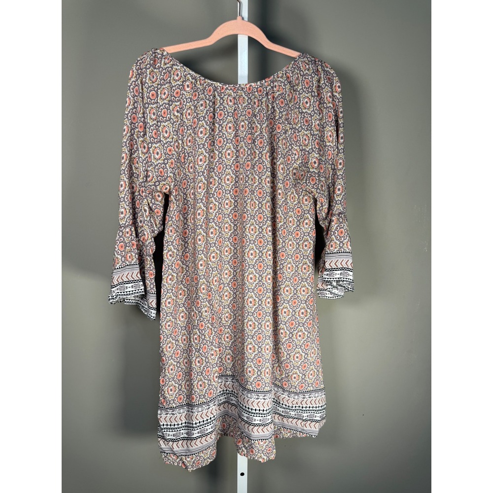 Altar'd State Boho Floral Bell Sleeve Babydoll Mini Dress Bohemian M - Picture 9 of 10